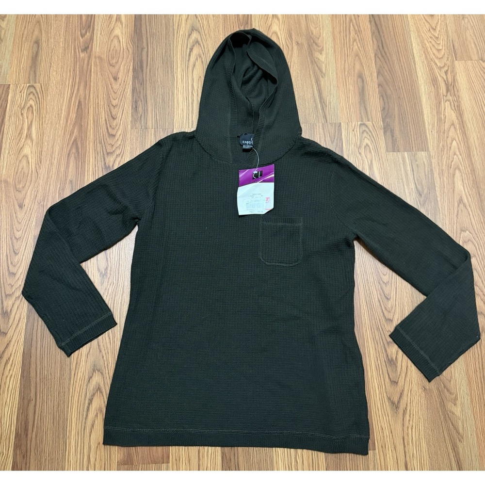 Carole Little Sweater Womens Large Hooded Wool Blend Olive Green Pocket NWT